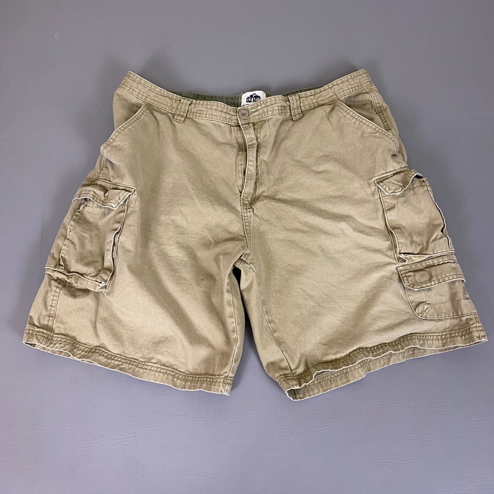 Old Mill Khaki Cotton Cargo‎ Shorts Men's Size 40 Tan Utility Workwear Hiking *